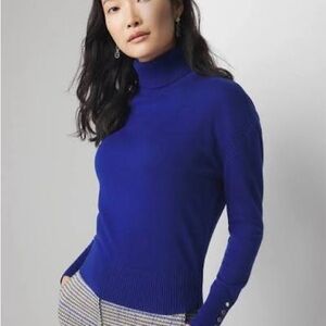 NWT White House Black Market Relaxed Blue Turtleneck Sweater